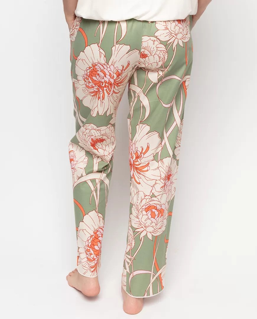 Sage Floral Print Pyjama Bottoms^Cyberjammies Shop