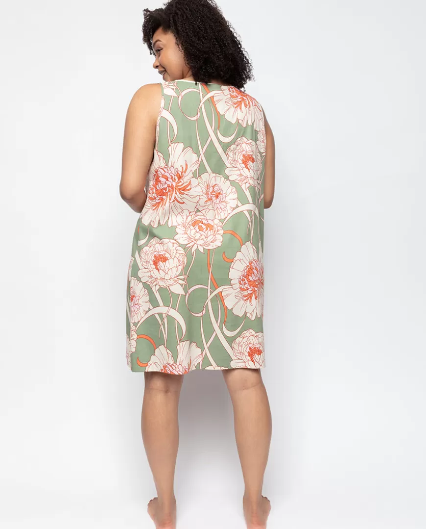 Sage Floral Print Short Nightdress^Cyberjammies Cheap