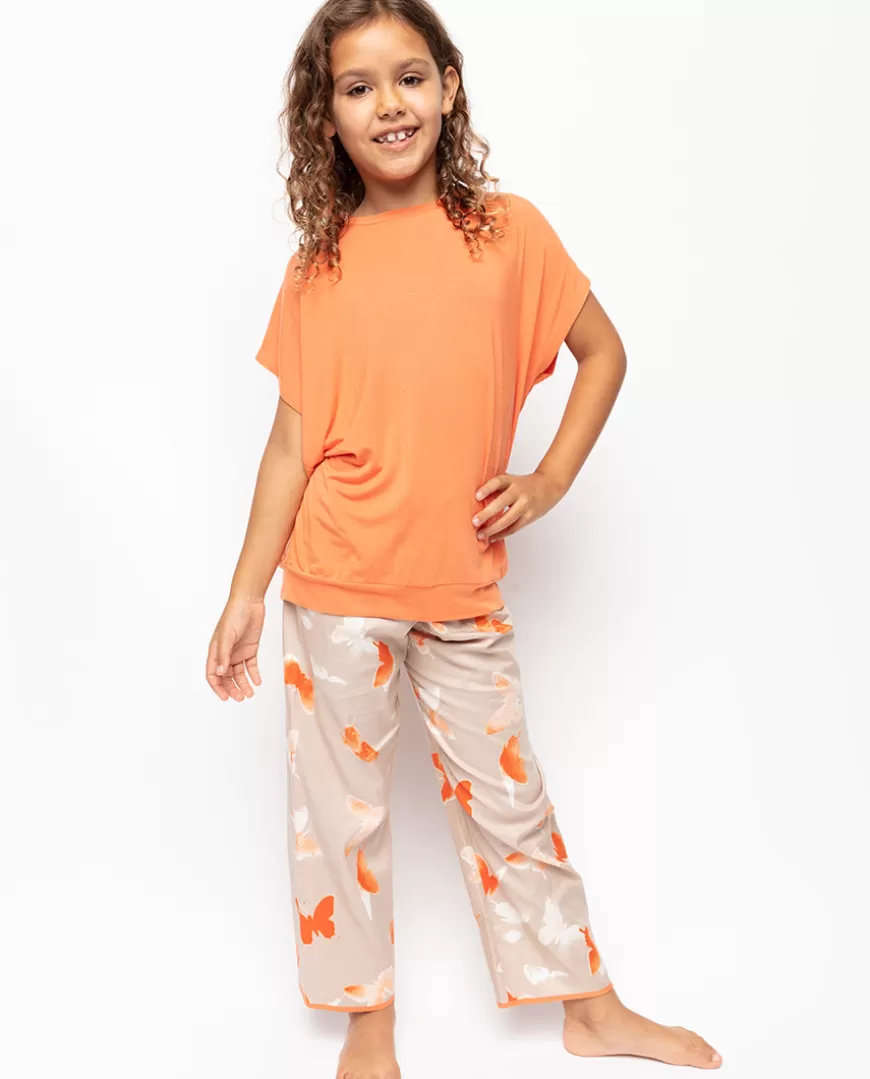 Sage Girls Slouch Jersey Top And Butterfly Print Pyjama Set^Cyberjammies Online
