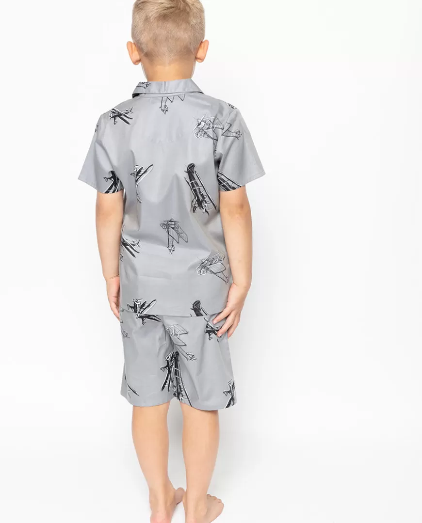 Samuel Grey Aeroplane Print Shorty Set^Cyberjammies Sale