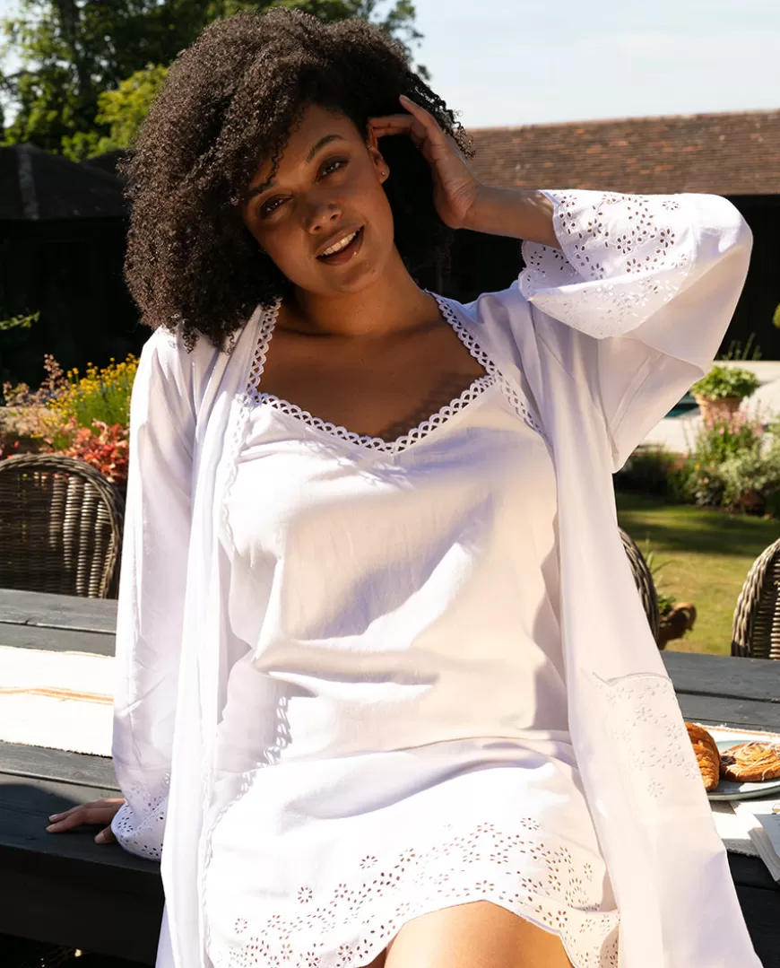 Saskia Embroidered Short Dressing Gown^Cyberjammies Cheap