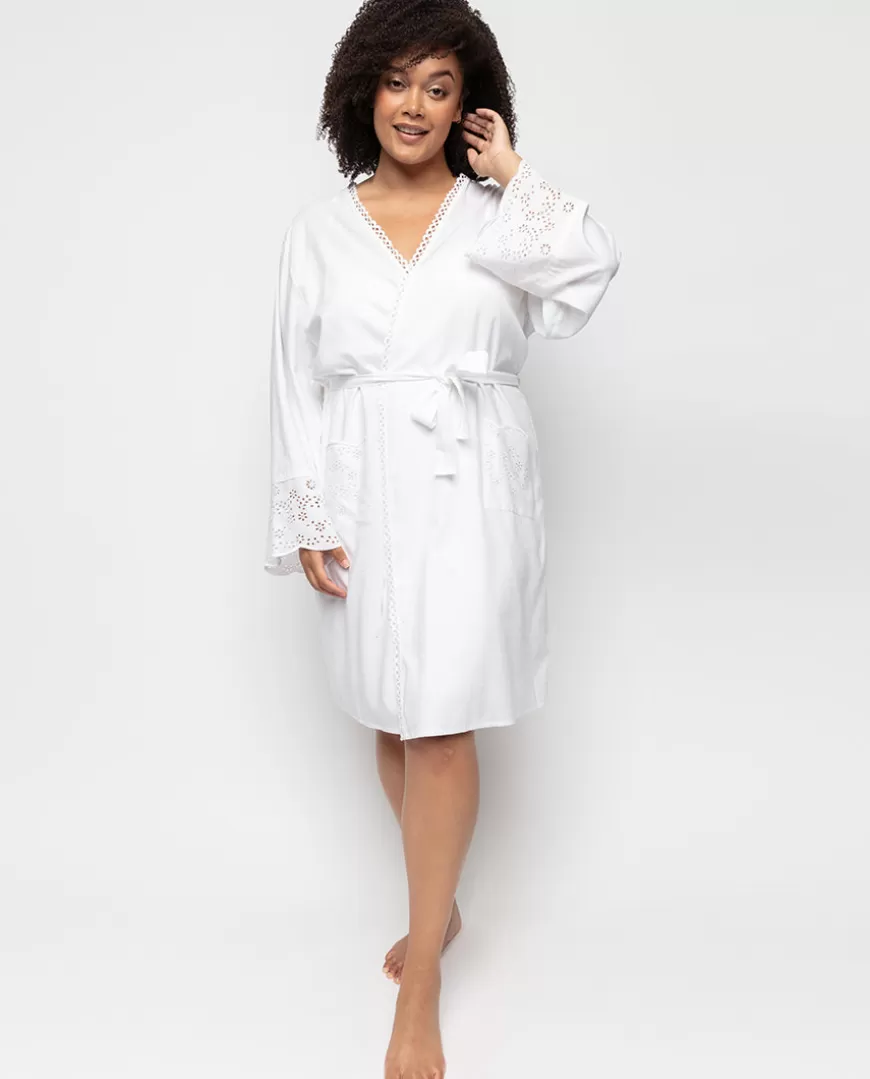 Saskia Embroidered Short Dressing Gown^Cyberjammies Cheap