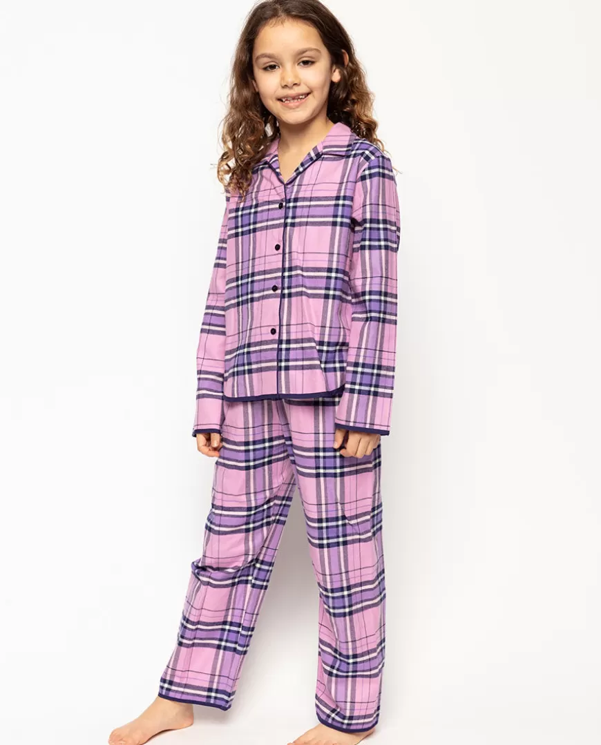 Violet Pink Lightly Brushed Check Pyjama Set^Cyberjammies Best