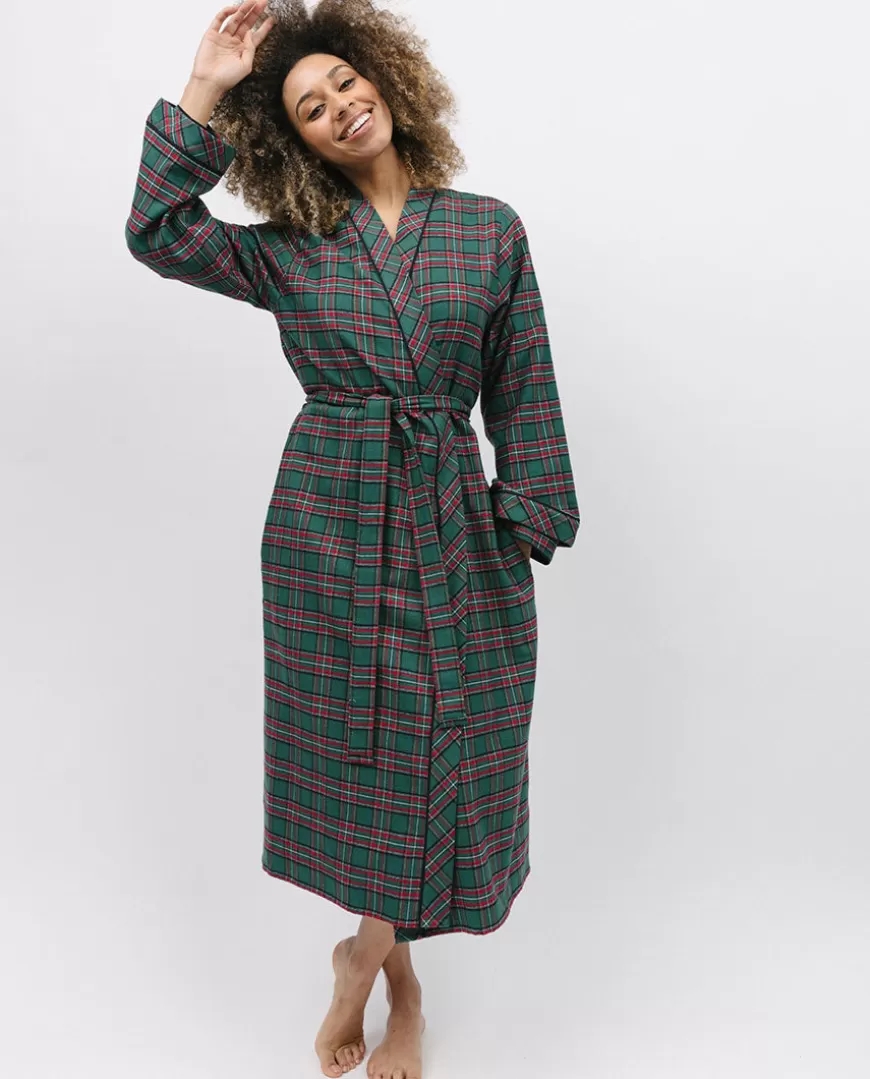 Whistler Womens Super Cosy Check Long Dressing Gown^Cyberjammies Sale