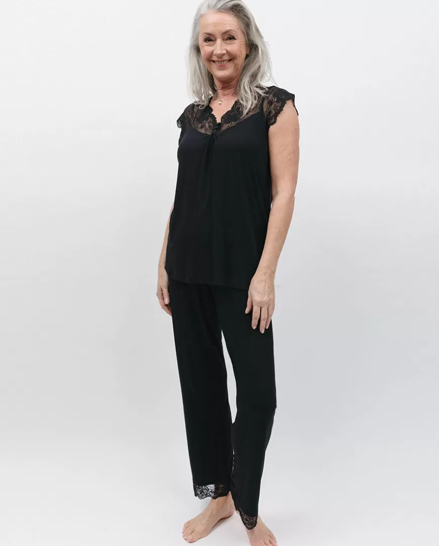 Winnie Black Lace Detail Jersey Pyjama Set^Cyberjammies Hot