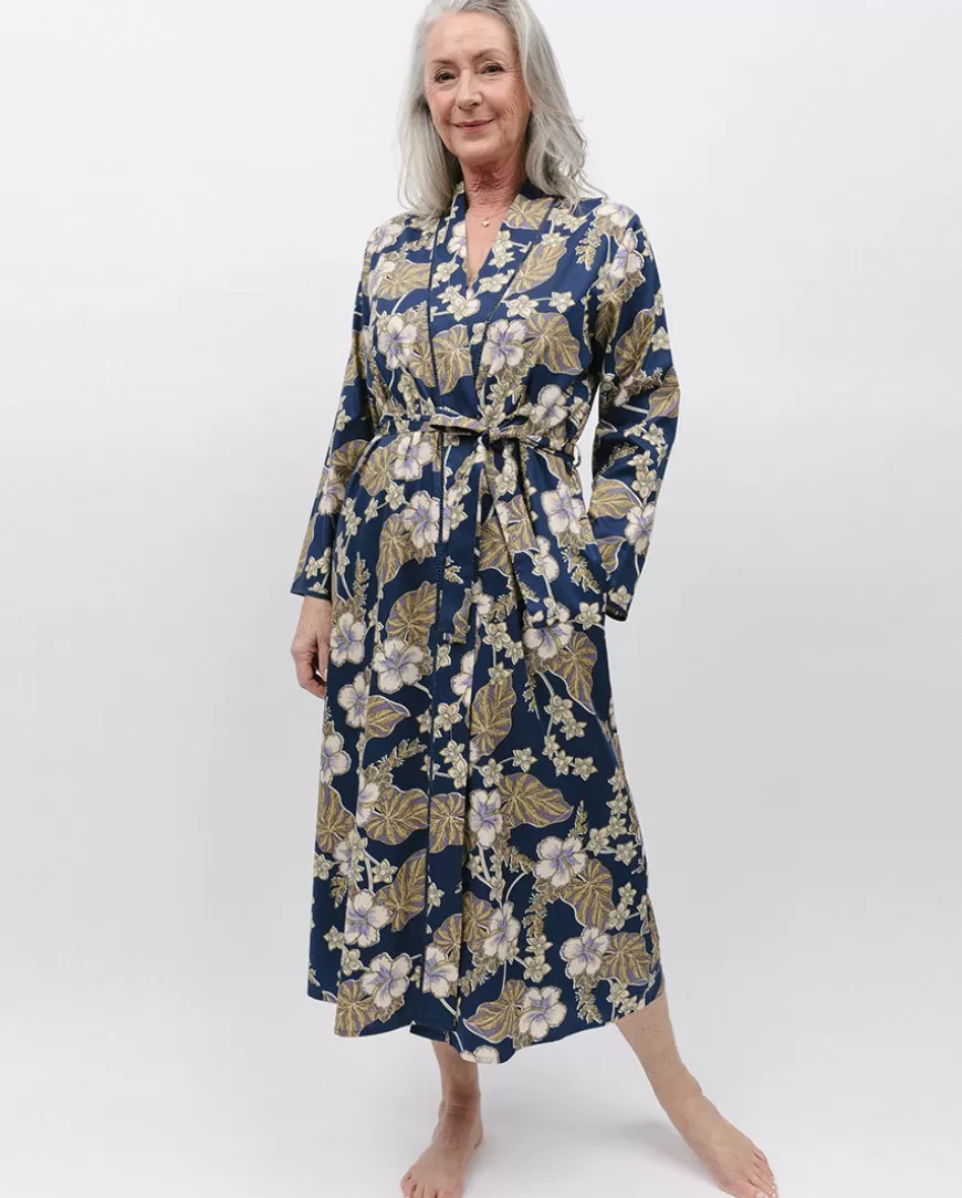 Winnie Lace Trim Floral Print Long Dressing Gown^Cyberjammies Online