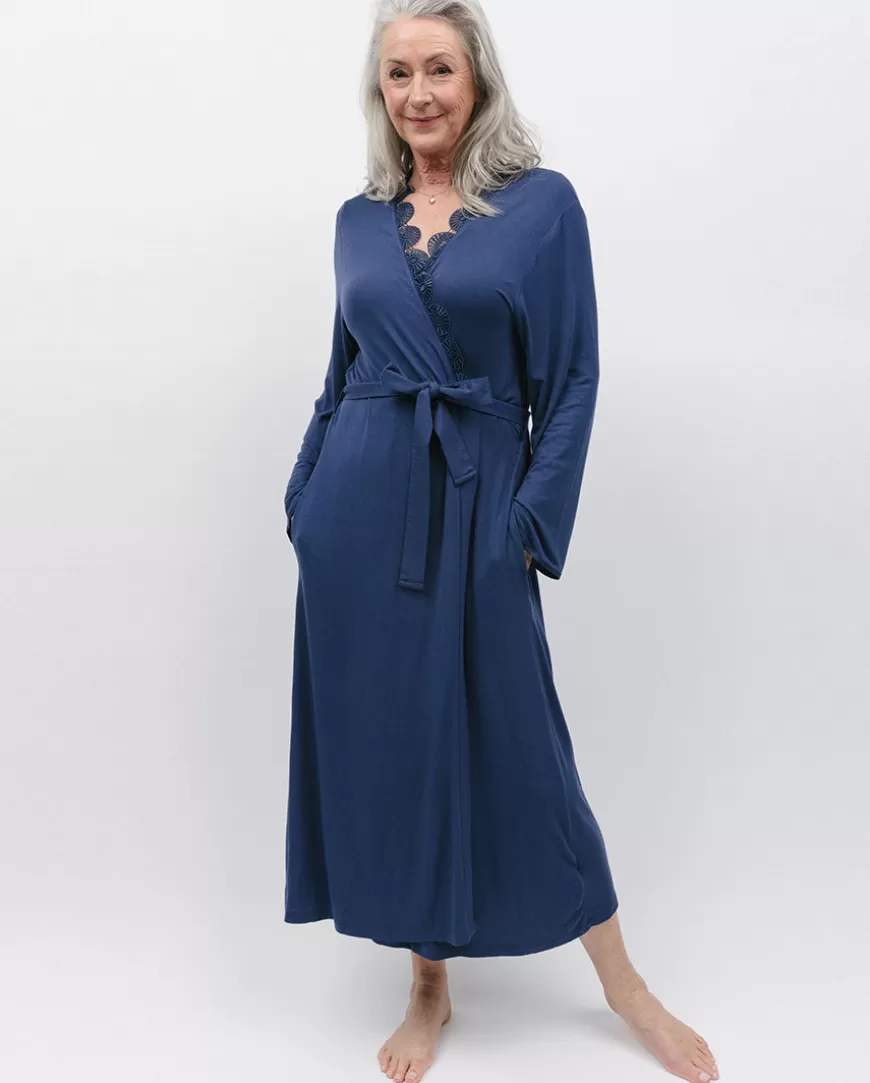 Winnie Lace Trim Jersey Long Dressing Gown^Cyberjammies Discount